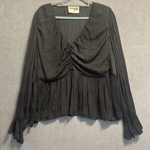 Savanna Jane Baby Doll Top‎ Balloon Sleeve Womens Plus Size 3X Black Peasant